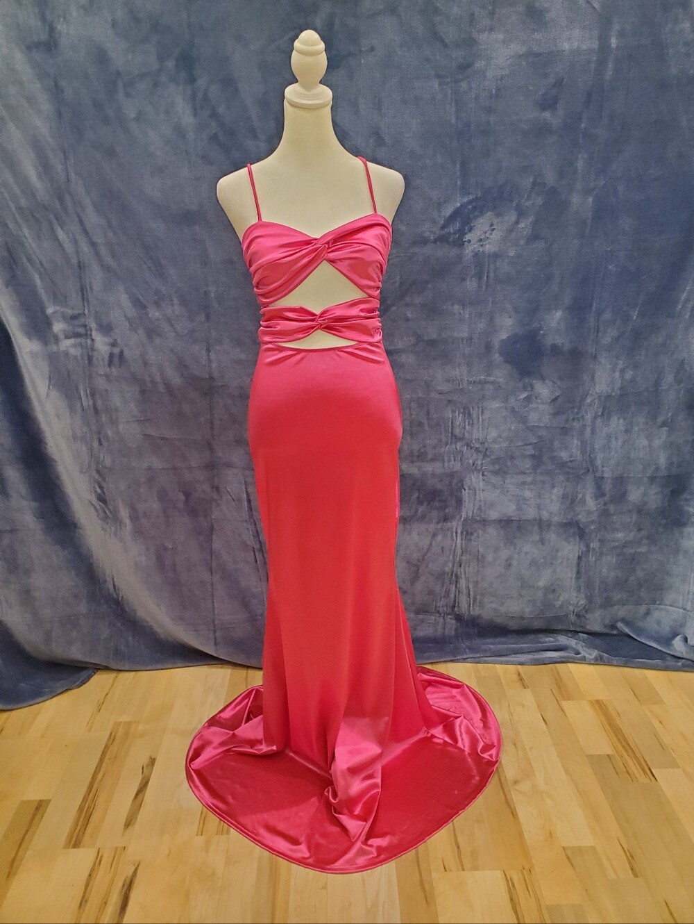 NWT Windsor Hot Pink Satin Cutout Prom Gown Sz Small